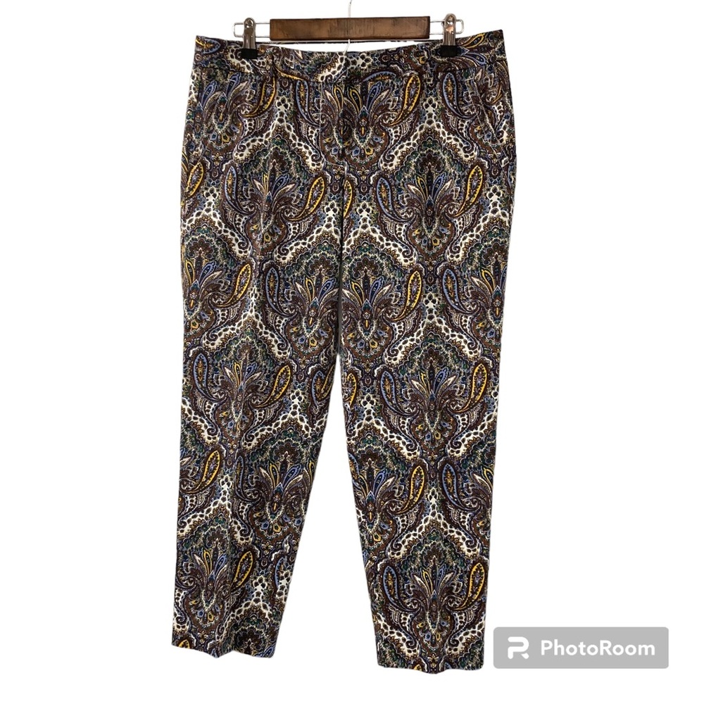 J Crew City Fit Stretch Cropped Chino Pants Size 10 Multicolor Paisley Print